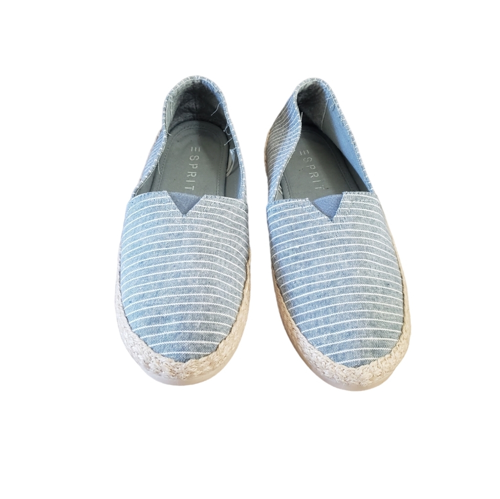 Esprit Blue White Striped Slide-On Espadrille Shoes